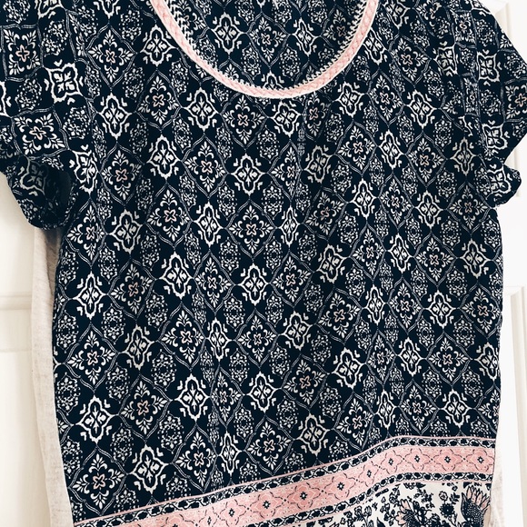 target navy, pink, and beige printed blouse - Picture 2 of 3